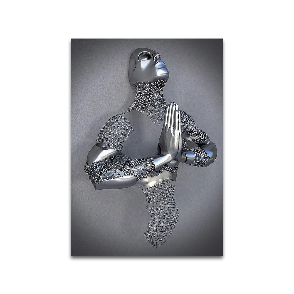 Modern Art Painting Canvas. Metal Carving Photo Art. Living Room Wall Decor. Romantic Abstract Home Decor. WickedYo.